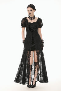 Gothic Faux Two-Piece Lace Velvet Rose Maxi Dress DW998