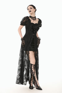 Gothic Faux Two-Piece Lace Velvet Rose Maxi Dress DW998