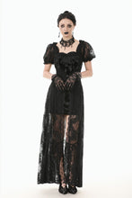 Load image into Gallery viewer, Gothic Faux Two-Piece Lace Velvet Rose Maxi Dress DW998
