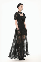 Load image into Gallery viewer, Gothic Faux Two-Piece Lace Velvet Rose Maxi Dress DW998