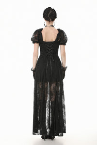 Gothic Faux Two-Piece Lace Velvet Rose Maxi Dress DW998