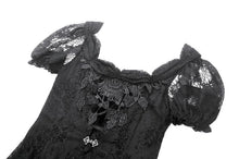 Load image into Gallery viewer, Gothic Faux Two-Piece Lace Velvet Rose Maxi Dress DW998