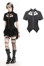 Load image into Gallery viewer, Punk black hollow spider-shaped shirt IW100