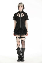 Load image into Gallery viewer, Punk black hollow spider-shaped shirt IW100