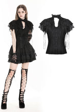 Load image into Gallery viewer, Gothic tattered cape mock two-piece blouse IW110