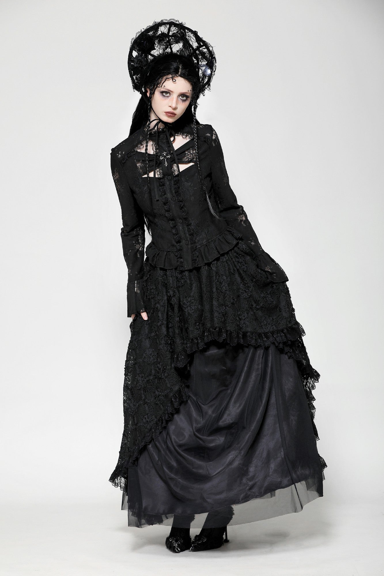 Gothic lace sexy hollow cross blouse IW120 DARK IN LOVE Gothic lace sexy hollow cross blouse IW120 DARK IN LOVE