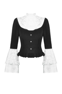 Elegant Gothic Black and White Doll Blouse IW123