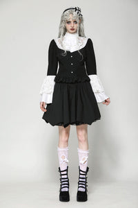Elegant Gothic Black and White Doll Blouse IW123