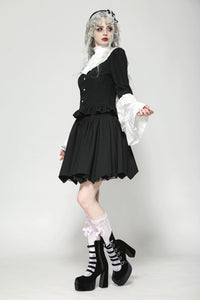Elegant Gothic Black and White Doll Blouse IW123