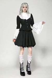 Elegant Gothic Black and White Doll Blouse IW123