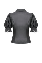 Load image into Gallery viewer, Gothic Short-Sleeve Blouse with Removable Rosette Cravat IW126