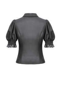 Gothic Short-Sleeve Blouse with Removable Rosette Cravat IW126