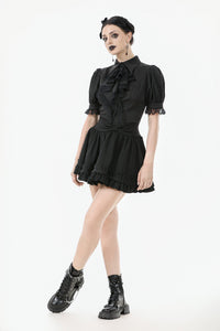 Gothic Short-Sleeve Blouse with Removable Rosette Cravat IW126