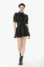 Load image into Gallery viewer, Gothic Short-Sleeve Blouse with Removable Rosette Cravat IW126