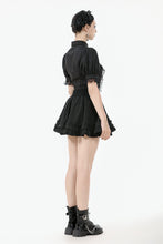 Load image into Gallery viewer, Gothic Short-Sleeve Blouse with Removable Rosette Cravat IW126