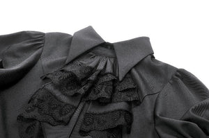 Gothic Short-Sleeve Blouse with Removable Rosette Cravat IW126
