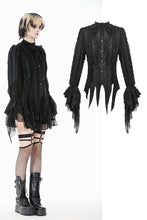 Load image into Gallery viewer, Tattered Silhouette Gothic Shirt with Burnt-Edge Lace IW128