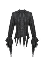 Load image into Gallery viewer, Tattered Silhouette Gothic Shirt with Burnt-Edge Lace IW128