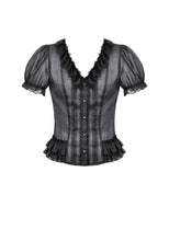 Load image into Gallery viewer, Black Sheer Ruffle Blouse IW141 - Gothlolibeauty
