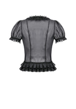 Load image into Gallery viewer, Black Sheer Ruffle Blouse IW141 - Gothlolibeauty