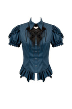 Load image into Gallery viewer, Gothic Academy Striped Puff-Sleeve Blouse IW143 - Gothlolibeauty