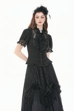 Load image into Gallery viewer, Vintage Lolita Blouse with Pinstripe Texture, Guipure Lace and Detachable Cameo Bow IW146BK