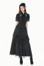 Load image into Gallery viewer, Vintage Lolita Blouse with Pinstripe Texture, Guipure Lace and Detachable Cameo Bow IW146BK