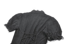 Load image into Gallery viewer, Vintage Lolita Blouse with Pinstripe Texture, Guipure Lace and Detachable Cameo Bow IW146BK