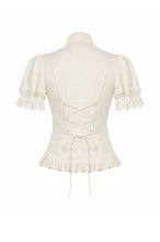 Load image into Gallery viewer, Daylight Verse - Retro Victorian Lace Patchwork Puff Sleeve Slim Blouse IW146WH