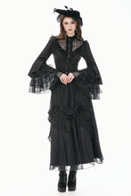 Load image into Gallery viewer, Victorian Gothic Blouse with Ruffled Collar and Layered Lace Bell Sleeves IW147