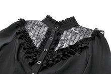 Load image into Gallery viewer, Victorian Gothic Blouse with Ruffled Collar and Layered Lace Bell Sleeves IW147