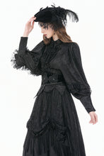 Load image into Gallery viewer, Gothic Victorian Blouse with Rose Jacquard and Ruffled Lace Jabot IW148