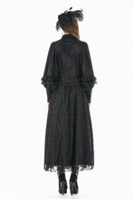Load image into Gallery viewer, Gothic Victorian Blouse with Rose Jacquard and Ruffled Lace Jabot IW148