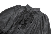 Load image into Gallery viewer, Gothic Victorian Blouse with Rose Jacquard and Ruffled Lace Jabot IW148
