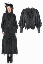 Load image into Gallery viewer, Gothic Victorian Blouse with Rose Jacquard and Ruffled Lace Jabot IW148
