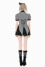 Load image into Gallery viewer, Goth Academy Style Striped Bat Collar Spiderweb Swish Tail Blouse IW149