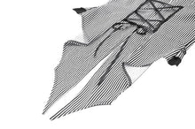 Load image into Gallery viewer, Goth Academy Style Striped Bat Collar Spiderweb Swish Tail Blouse IW149