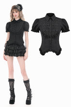 Load image into Gallery viewer, Goth Retro Victorian Lace Ruffle Puff Sleeve Slim Blouse IW150