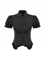 Load image into Gallery viewer, Goth Retro Victorian Lace Ruffle Puff Sleeve Slim Blouse IW150