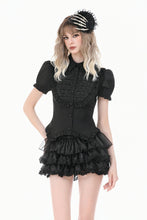 Load image into Gallery viewer, Goth Retro Victorian Lace Ruffle Puff Sleeve Slim Blouse IW150