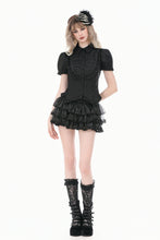 Load image into Gallery viewer, Goth Retro Victorian Lace Ruffle Puff Sleeve Slim Blouse IW150