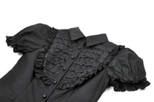 Load image into Gallery viewer, Goth Retro Victorian Lace Ruffle Puff Sleeve Slim Blouse IW150