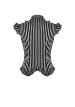 Load image into Gallery viewer, Gothic Striped blouse with Crow Emblem, Ruffled Wing Sleeves and Victorian Swallowtail Hem IW152