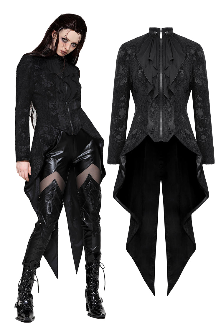 Vintage gothic jacquard tailcoat with slits JW268 – DARK IN LOVE