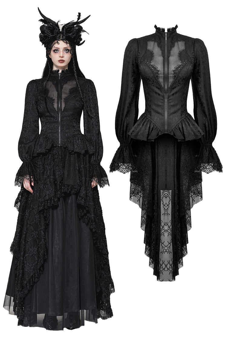 Gothic Hollow Pattern Sheer Tailcoat JW271