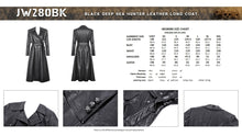 Load image into Gallery viewer, Black deep sea hunter leather long coat JW280BK