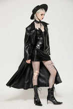 Load image into Gallery viewer, Black deep sea hunter leather long coat JW280BK