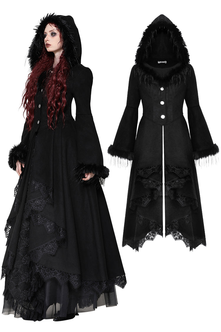 Romantic gothic plush hem coat with grand skirt JW282 – DARK IN LOVE