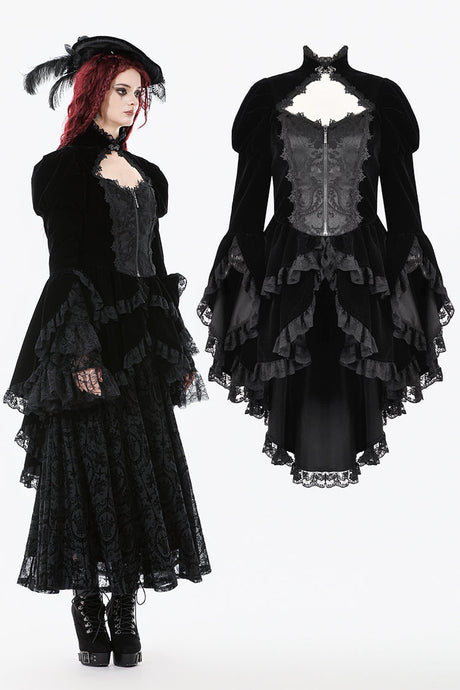 Thorn Oath Gothic Tiered Hem High Low Jacket JW288