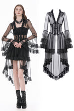 Load image into Gallery viewer, Gothic Retro Sheer Lace Patchwork Deep-V Flare Sleeve Duster JW301
